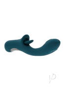 Playboy Harmony Vibrator with Clitoral Stimulator Green in a sleek teal design for enhanced pleasure.
