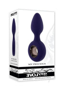 Evolved My Precious Rechargeable Silicone Anal Plug Purple in stylish packaging showcasing its sleek design.