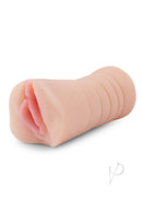Zolo Stroke Off Vibrating Pussy Stroker Vanilla realistic sleeve with vibrating bullet for intense pleasure.