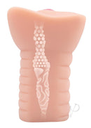 Zolo Stroke Off Virgin Pussy Stroker Vanilla showing anatomical design and textured interior for enhanced stimulation.