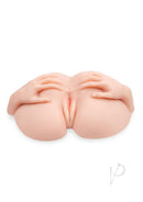 Zolo Vibrating Spread Wide Pussy and Ass Masturbator Vanilla with realistic texture and dual openings.