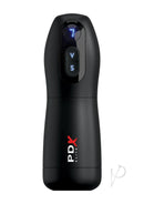 PDX Elite Suck-O-Matic Rechargeable Masturbator Black with control buttons and sleek design.