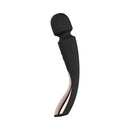 LELO SMART WAND 2 Medium Rechargeable Wand Vibrator Black side view with ergonomic design and sleek finish.