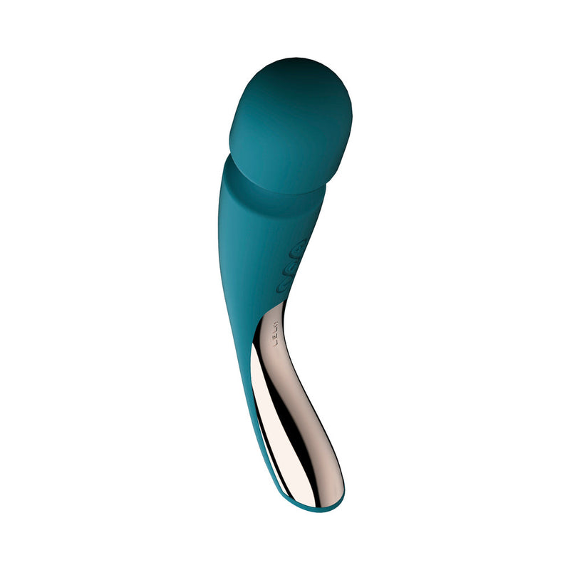 LELO SMART WAND 2 Medium Rechargeable Wand Vibrator Ocean Blue displayed on a white background.
