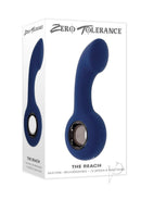 Zero Tolerance Reach Silicone Prostate Stimulator Blue packaging showcasing its design and features.