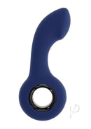 Zero Tolerance Reach Silicone Prostate Stimulator Blue close-up of blue vibrating plug with ringed handle.