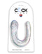 King Cock® Clear Medium Double Trouble Dildo in packaging, featuring a flexible, realistic, translucent double-ended design.