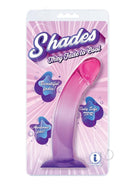 Shades Smoothie 8.25 Inch Suction Cup Dildo Purple packaging showcasing its unique ombré and suction cup design.