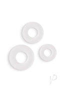Firefly Bubble Ring Glow in the Dark Cock Ring Set White with three assorted size rings.