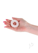 Firefly Bubble Ring Glow in The Dark Cock Ring Medium White in hand, showcasing its stretchy and comfortable design.