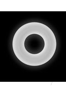 Firefly Bubble Ring Glow in The Dark Cock Ring Medium White on a dark background, showcasing its glowing effect.