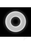 Firefly Bubble Ring Glow in The Dark Cock Ring Large White displayed on a black background, emphasizing its luminous design.
