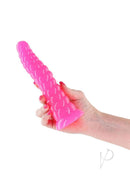 Firefly Nymph Glow in The Dark Dildo Pink held in hand, showcasing its soft shine and playful design.