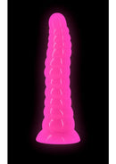 Firefly Nymph Glow in The Dark Dildo Pink radiating a soft glow against a dark background.
