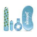 Stoner Vibes Stash Kit Kush And Smush Vibrator Set including vibrator, bullet, ring, and blindfold.