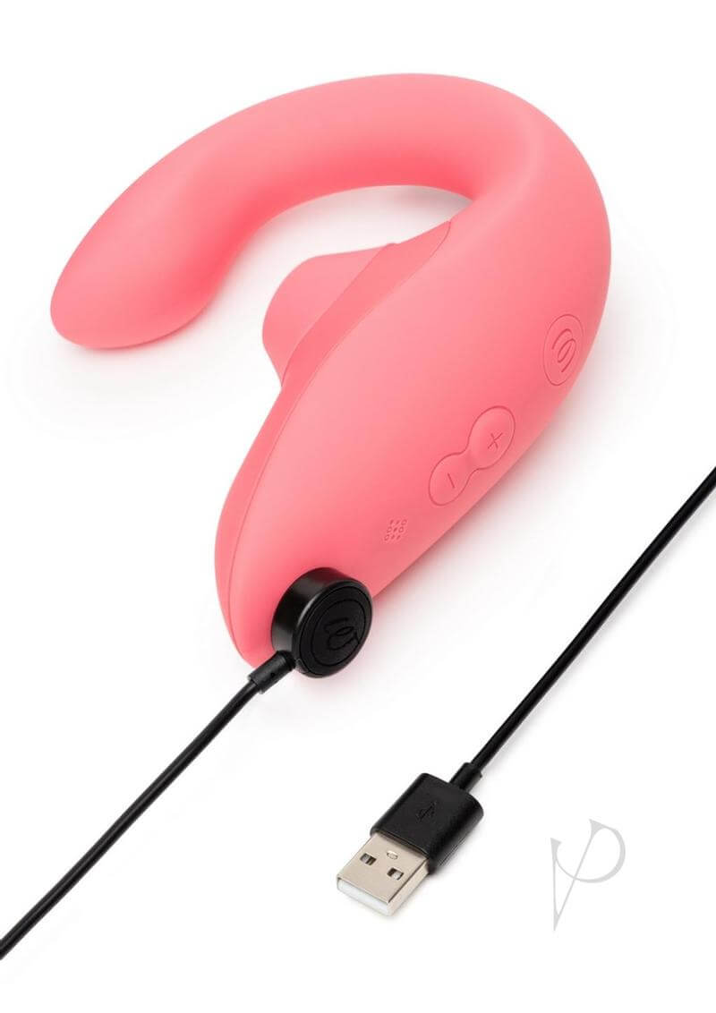 Womanizer Blend Vibrant Rose Dual Stimulation Rabbit Vibrator with Pleasure Air Technology and USB Charger
