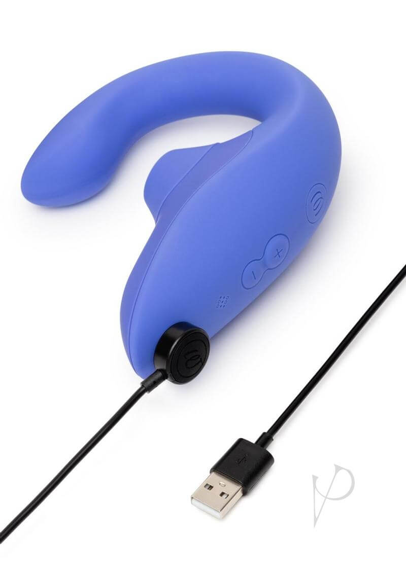 Vibrant Blue Womanizer Blend Rabbit Vibrator with USB Charging Cable