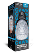 Zolo Original Gawk Gawk Vibrating Blowjob Masturbator Black package showing features and design.