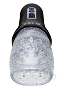 Zolo Original Gawk Gawk Vibrating Blowjob Masturbator Black with textured interior for enhanced pleasure.