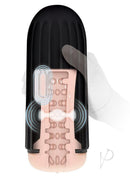 Zolo Jerkmaster Rechargeable Ass Masturbator Black with multi-ribbed sleeve and adjustable settings.