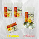 Hot Flowers Massage Oil Hot Ball Set Sphere Of Dragon 4 Pack featuring 4 containers and 8 warming balls for intimate pleasure.