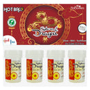 Hot Flowers Massage Oil Hot Ball Set Sphere Of Dragon 4 Pack packaging featuring four spheres with clove, mint, and sunflower oils.