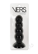 Vers Liquid Silicone Suction Plug Black in packaging with steel motion balls for pleasurable versatility.