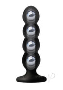 Vers Liquid Silicone Suction Plug Black showcasing its sleek design and motion balls for optimal pleasure.