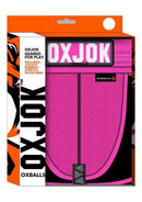 Oxballs Slingjock Slider Jock Strap Pink Sky XXLarge packaging showcasing its rubbery stretch and bulge-ring design.