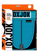 Oxballs Slingjock Slider Jock Strap Pool Blue Large packaging showcasing its vibrant design and features.