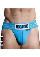 Oxballs Slingjock Slider Jock Strap Pool Blue Large showcasing comfort and support with a vibrant design.