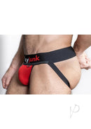 Oxballs Hunker Comfy Pouch Slider-Strap Jock Red Hot XLarge on display, showcasing the supportive ribsoft pouch and hunkyjunk waistband.
