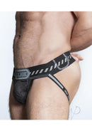 Oxballs Packer Cargo Quilt Slider-Strap Jock Black XXLarge featuring a quilted pouch and comfortable strap design.