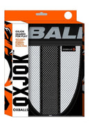 Oxballs Airmesh Swagger Jock Ice White Large packaging featuring mesh design and rubbery bulge-ring for comfort.