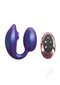 Wonderlover Hands Free Dual Stimulator with Remote Control in purple, featuring a vibrating egg and remote.