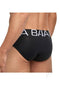 Banana Cabana Bikini Slinky Brazilian Brief Black M L showcased from the back, featuring a sleek black design.