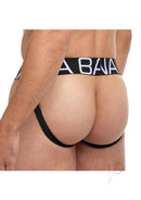 Banana Cabana Slinky Jock Black L XL showcasing the back view of a male model wearing the sleek jockstrap.