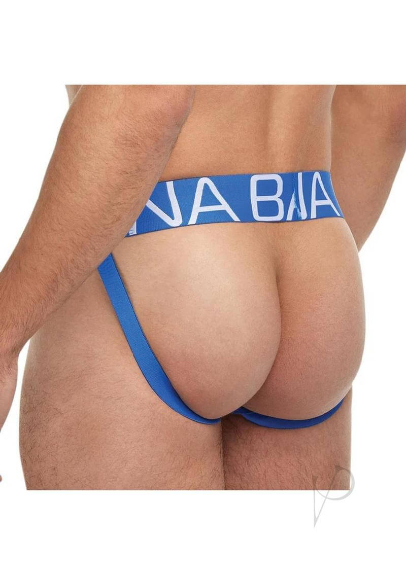 Banana Cabana Jock L XL Neon Green Glow shown from the back, highlighting the vibrant design and comfortable fit.