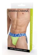 Banana Cabana Neon Performance Jock Medium Large packaging display with vibrant colors and design.