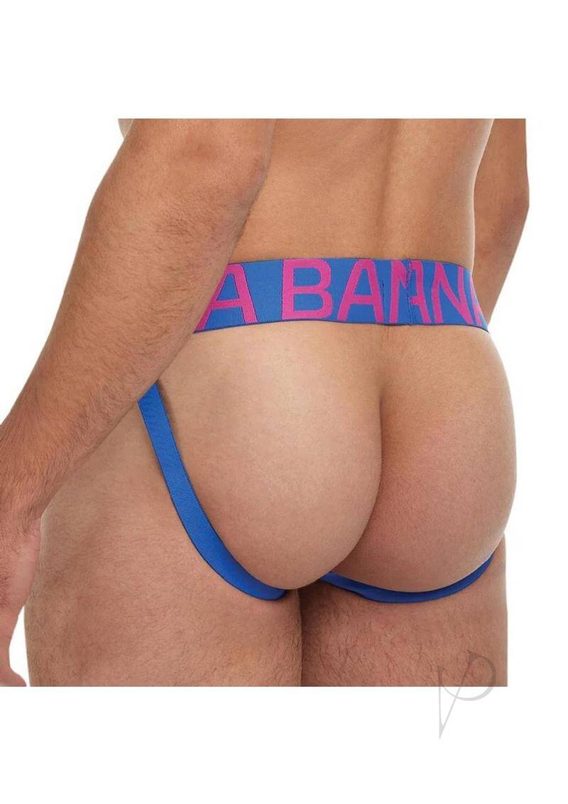 Banana Cabana Sport Jock Mix Medium Large showing vibrant blue and pink design for comfort and style.