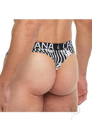 Banana Cabana Thong Black White Medium Large showcasing stylish design and comfortable fit from the back view.