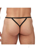 Banana Cabana Fishnet Thongs Black Small Medium displayed on male model from behind showing the fishnet design.