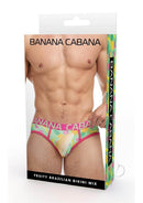 Banana Cabana Bikini Fruit Medium Large Multicolor packaging featuring a fruity Brazilian-inspired design.