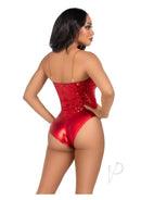 Sequin Bone Snap Bodysuit Strap Lg Red-2