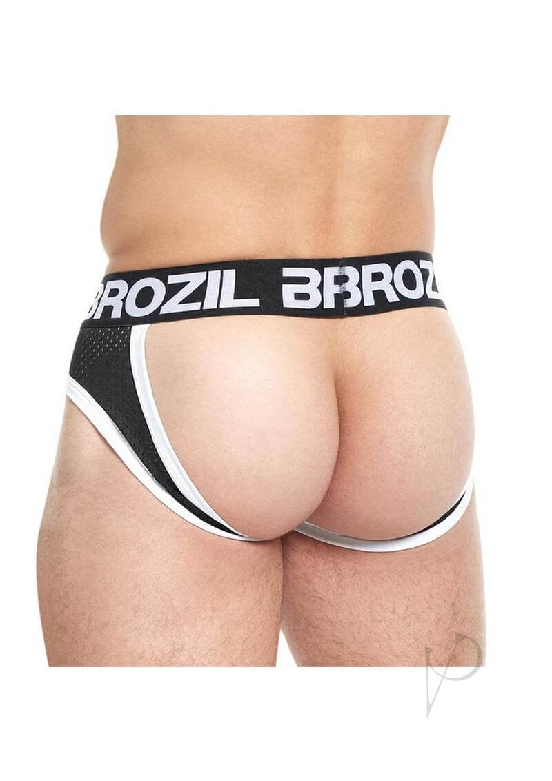 Brozil Ultra Sports Mesh Bulge Brief Large XLarge Black showcasing rear design and butt-enhancing features.
