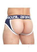 Brozil Ultra Sports Mesh Bulge Brief Blue Large XLarge showcased from the back, emphasizing its stylish design and fit.