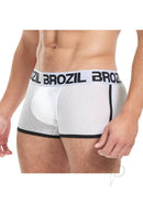 Brozil Ultra Glute and Bulge Enhancing Mesh Trunk L XL White showing front view with mesh design.