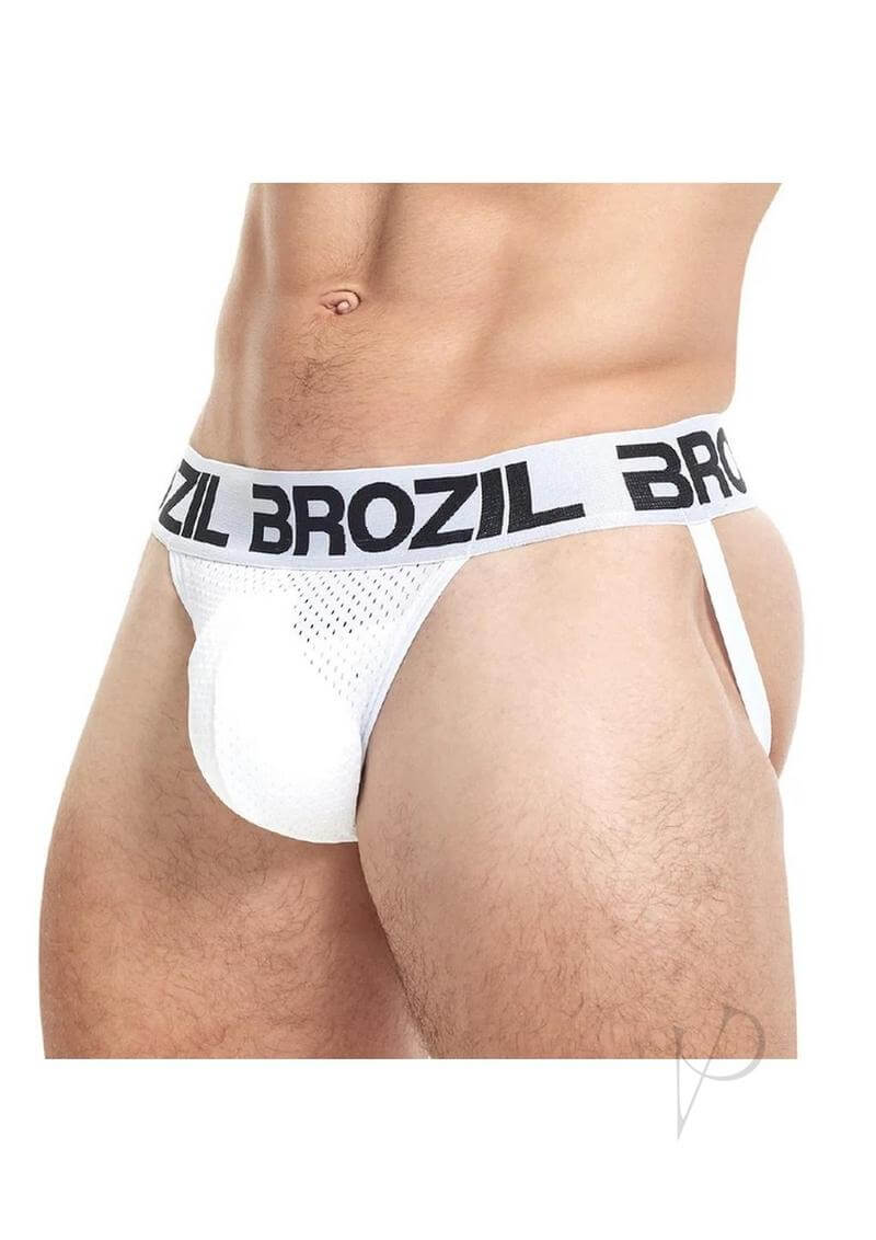 Brozil Ultra Bulge Enhancing Jockstrap White Large XLarge showcasing ultimate support and style.