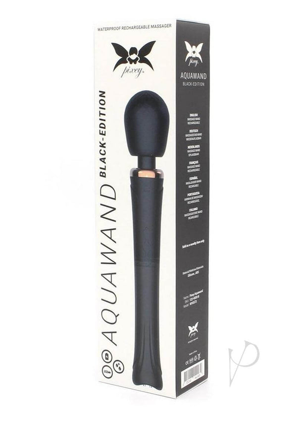 Pixey Aquawand Body Wand Black Edition packaging featuring a waterproof massager design.