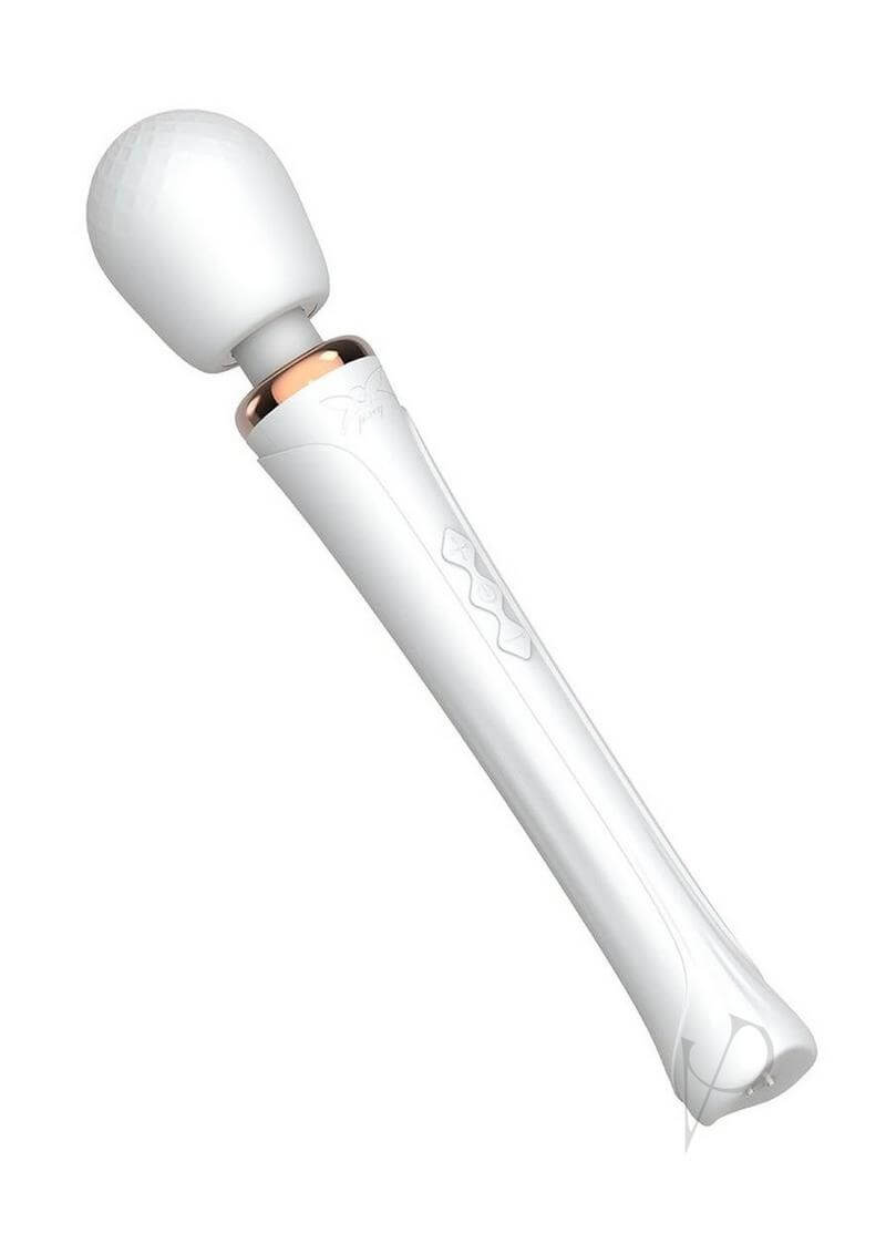 Pixey Aquawand Rechargeable Silicone Body Wand White Edition on a white background